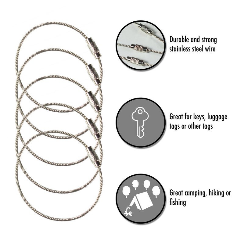 Millennial Essentials Stainless Steel Wire Keychains 1.5mm 6.3 Inches Aircraft Cable Key Ring Loops for Hanging Luggage Tags or ID Tags (100 Pack) - Image 4